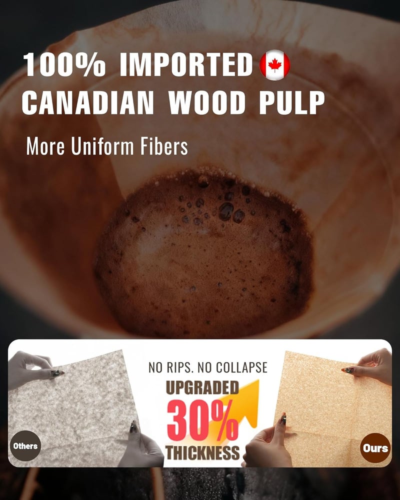 Brew Choice 100ct Pre-folded Unbleached Cone Coffee Filters, Upgraded 30% Thicker Natural Paper for Pure Taste, Compatible with Chemex Pour-Over Coffee Makers - Image 2